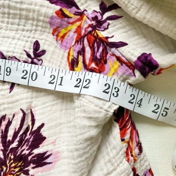 Terra & Sky White with Purple and Orange Floral Peasant Style Top - Picture 7 of 9